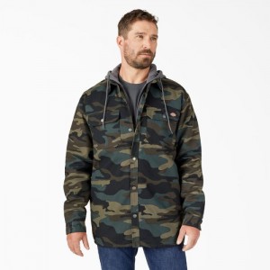 Dickies Apa Repellent Duck Cu Glugă Shirt Jacket Verzi Camuflaj | SODY8468
