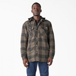 Dickies Apa Repellent Flannel Cu Glugă Shirt Jacket Ciocolata | NXTT0610