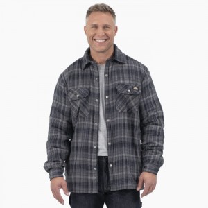 Dickies Apa Repellent Fleece-Captusite Flannel Shirt Jacket Gri Negrii | MMFK2635