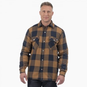 Dickies Apa Repellent Fleece-Captusite Flannel Shirt Jacket Maro Bleumarin | RYQA2928