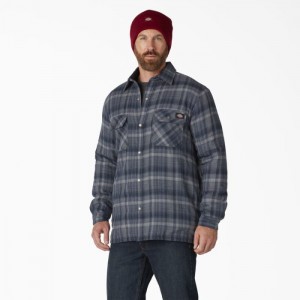 Dickies Apa Repellent Fleece-Captusite Flannel Shirt Jacket Bleumarin Albastri Inchis | EIOH6090