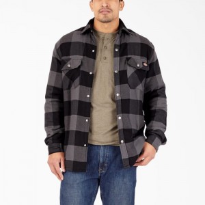 Dickies Apa Repellent Fleece-Captusite Flannel Shirt Jacket Negrii Albastru Deschis | PBEC1298