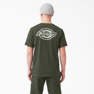 Dickies Back Logo Grafice T-Shirt Masline Verzi Verzi | CLVV0986