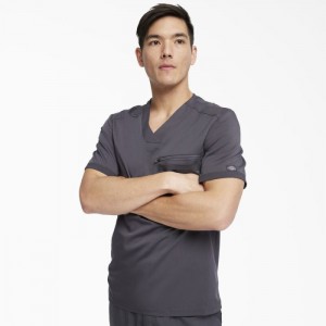 Dickies Balance V-Neck Scrub Top Albastri Gri | IAVX7372