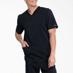 Dickies Balance V-Neck Scrub Top with Patch Pockets Negrii | WFHH8900