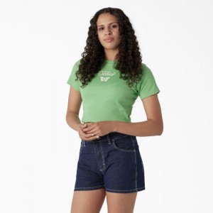 Dickies Butterfly Grafice Cropped Baby T-Shirt Verde Menta | YKTW7797