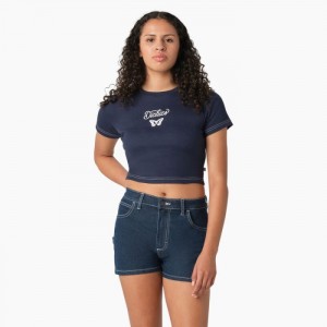 Dickies Butterfly Grafice Cropped Baby T-Shirt Bleumarin | LJHR9692