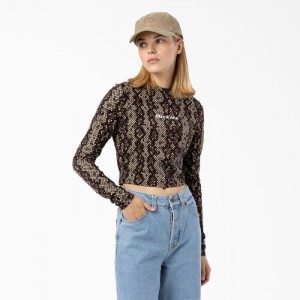 Dickies Camden Long Sleeve Cropped T-Shirt Negrii | EKGV1003