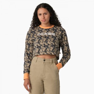 Dickies Camo Long Sleeve Cropped T-Shirt Maro Camuflaj | TMTQ2630