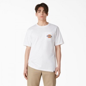 Dickies Chest Logo Pocket T-Shirt Albi | CLVC5278