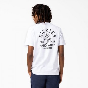 Dickies Cleveland Scurte Sleeve Grafice T-Shirt Albi | GBYK2151