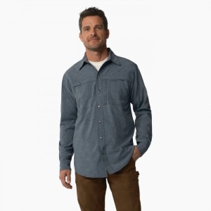 Dickies Cooling Long Sleeve Lucru Shirt Albastri | YEZC0708