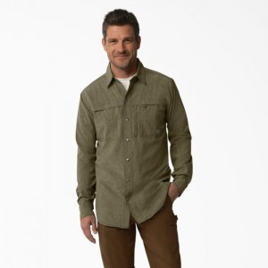 Dickies Cooling Long Sleeve Lucru Shirt Verzi | PRXZ5565