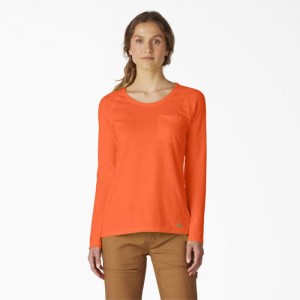 Dickies Cooling Long Sleeve Pocket T-Shirt Portocalii Deschis | CTBV7989