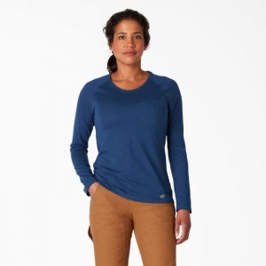 Dickies Cooling Long Sleeve Pocket T-Shirt Bleumarin | OERV0911