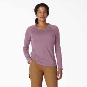Dickies Cooling Long Sleeve Pocket T-Shirt Violet Gri | ZSLK2730