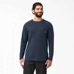 Dickies Cooling Long Sleeve Pocket T-Shirt Bleumarin | YUGB2609