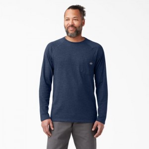 Dickies Cooling Long Sleeve Pocket T-Shirt Bleumarin | CMKW4180