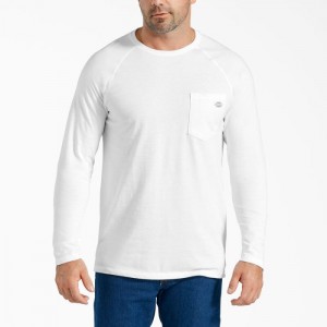 Dickies Cooling Long Sleeve Pocket T-Shirt Albi | QCZR0240