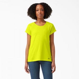 Dickies Cooling Scurte Sleeve Pocket T-Shirt Galbeni Deschis | DTHU6099