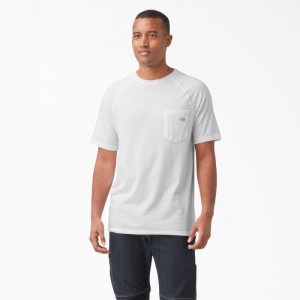 Dickies Cooling Scurte Sleeve Pocket T-Shirt Albi | FEXR9454