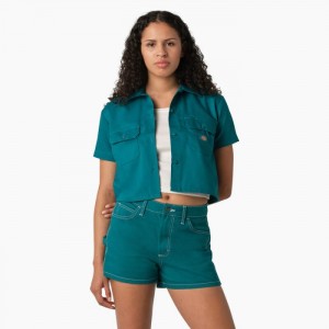Dickies Cropped Lucru Shirt Albastru Deschis | BNVV4177