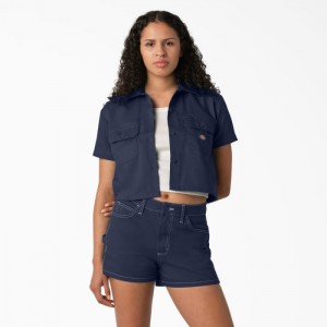 Dickies Cropped Lucru Shirt Bleumarin | RFKV3308