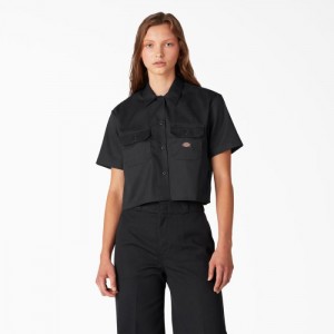 Dickies Cropped Lucru Shirt Negrii | BNVP5521