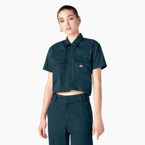 Dickies Cropped Lucru Shirt Reflecting Pond | DCXS8954