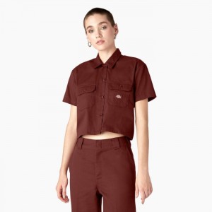 Dickies Cropped Lucru Shirt Rosii Inchis | QDIM6247