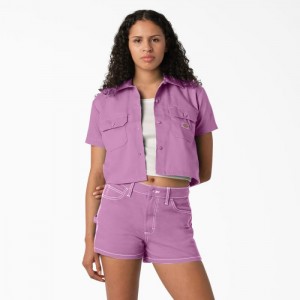 Dickies Cropped Lucru Shirt Roz | SSZJ5811