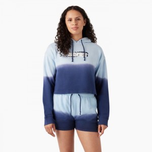 Dickies Cropped Ombre Hoodie Albastri Bleumarin | VTKY6041
