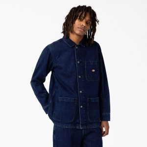 Dickies Denim Chore Coat Indigo Albastri | VNYU0578