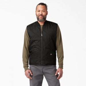 Dickies Diamond Matlasat Vest Negrii | DCEA9262