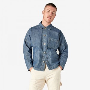 Dickies Dickies 1922 Drop Shoulder Shirt Jacket Indigo Albastri | XHDL3272