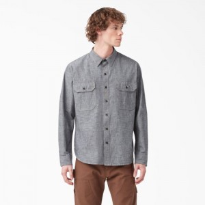 Dickies Dickies 1922 Long Sleeve Lucru Shirt Negrii | DZMG6913