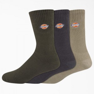 Dickies Dickies Embroidered Crew Socks, Size 6-12, 3-Pack Assorted Colors | OQXA4918