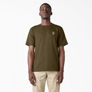 Dickies Dickies Skateboarding DIY Skate Grafice T-Shirt Masline Verzi Inchis | XPFX4647