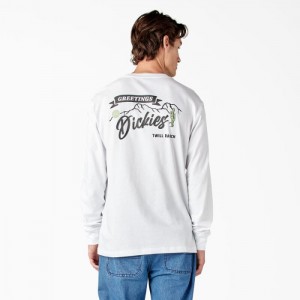 Dickies Dighton Long Sleeve Grafice T-Shirt Albi | RJCP3471