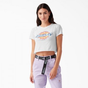 Dickies Distressed Logo Cropped T-Shirt Albi | PIJH2145