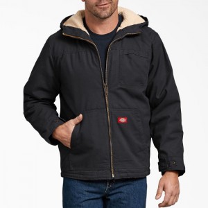 Dickies Duck High Pile Fleece Captusite Cu Glugă Jacket Negrii | ZDKN1920