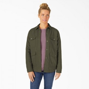 Dickies Duck High Pile Fleece Captusite Chore Coat Verzi | JBUA9242