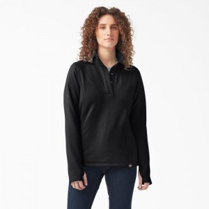 Dickies DuraTech Maverick Half-Snap Fleece Negrii | VZUV2390
