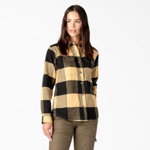 Dickies DuraTech Renegade Flannel Shirt Nubuck Large Buffalo Plaid | UPWG5981