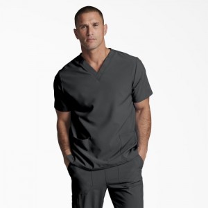 Dickies EDS Essentials V-Neck Scrub Top Albastri Gri | YJCZ6593