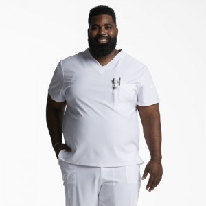 Dickies EDS Essentials V-Neck Scrub Top Albi | WVUV8298