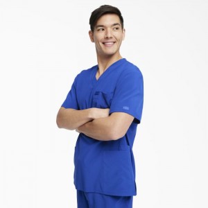 Dickies EDS Essentials V-Neck Scrub Top with Patch Pockets Albastri | MEIL3135