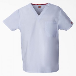Dickies EDS Signature V-Neck Scrub Top Albi | ZFOF3834