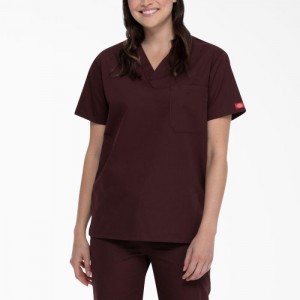 Dickies EDS Signature V-Neck Scrub Top Espresso | YIRE2137