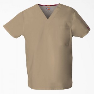 Dickies EDS Signature V-Neck Scrub Top Kaki | UTKU1918